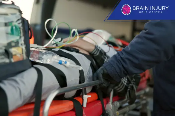 Image with 'BRAIN INJURY HELP CENTER' text, possibly depicting an Emergency Medical Technician